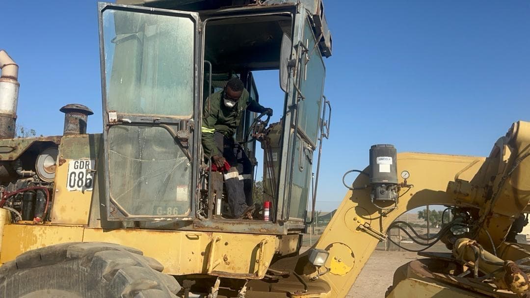 Heavy equipment fleet lined up and ready for deployment